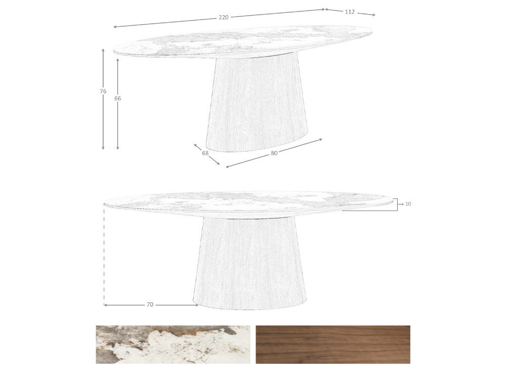 Medidas y acabados de la mesa 1177 de Ángel Cerdá