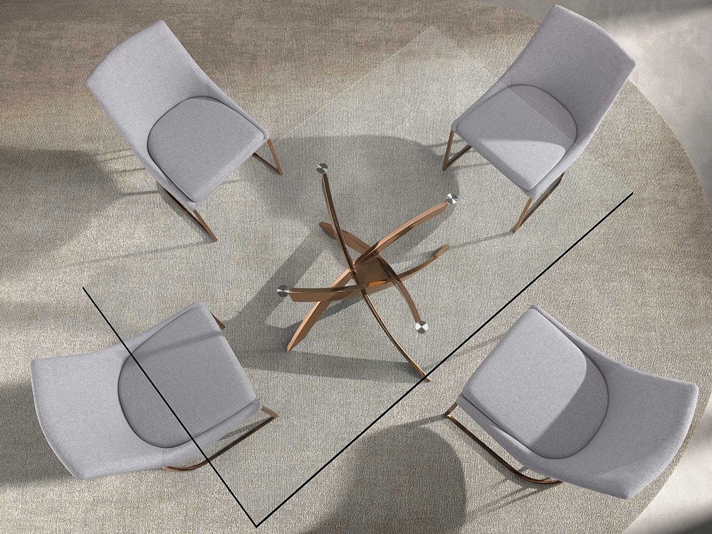 Mesa fija de comedor con sobre de cristal templado transparente 1169 de Ángel Cerdá