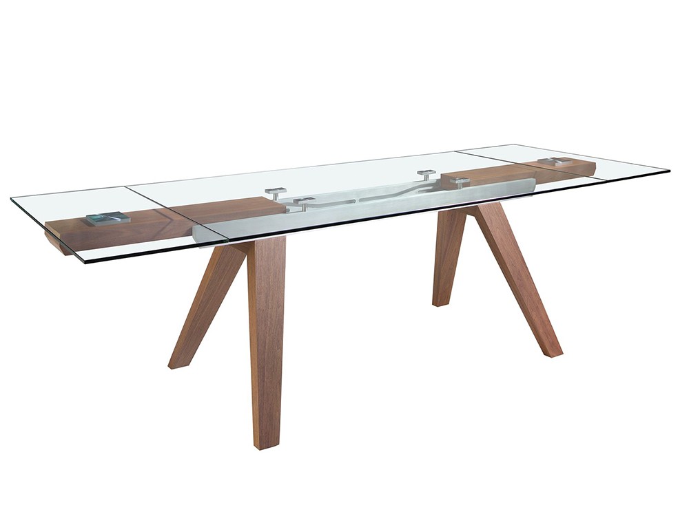 El sobre de cristal templado transparente tiene dos extensiones, mesa 1131 de Ángel Cerdá