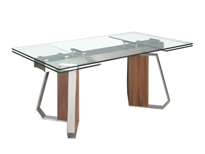 Mesa con sobre de cristal templado transparente con dos extensiones laterales 1159 Ángel Cerdá