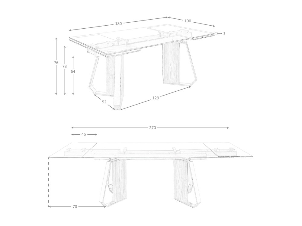 Medidas de la mesa de comedor 1159 de Ángel Cerdá