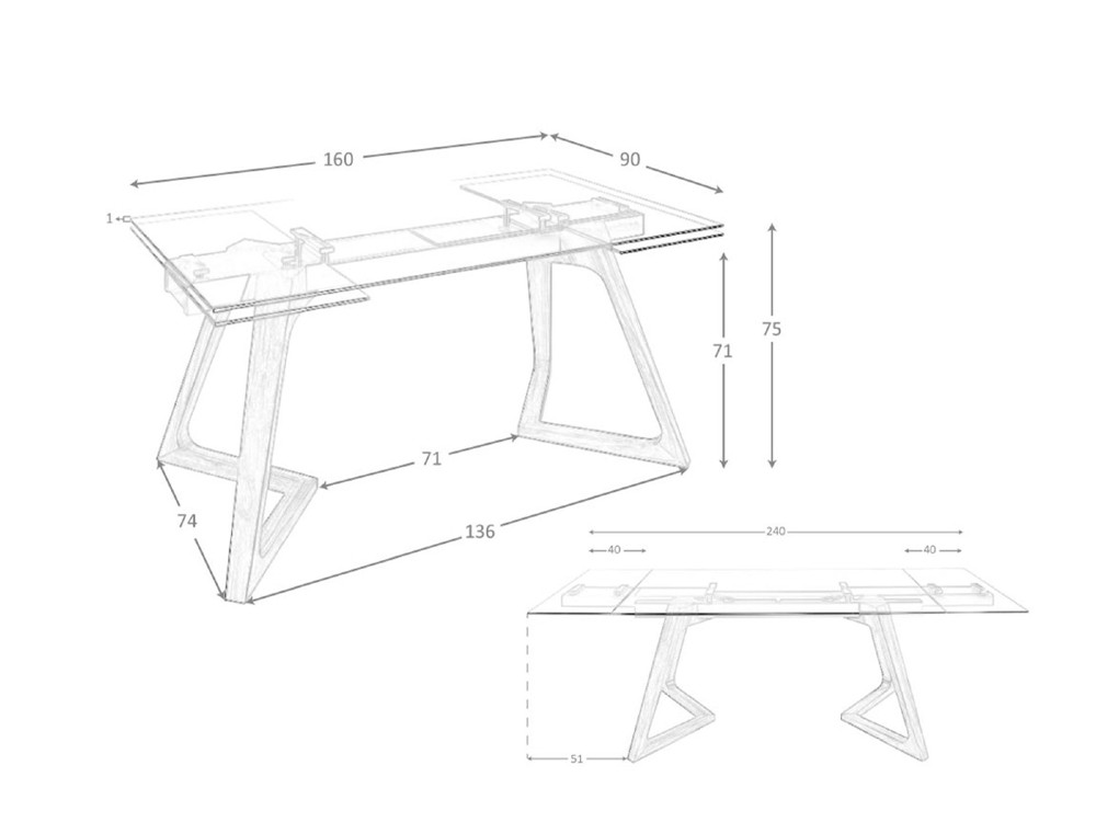 Medidas mesa extensible 1115 de Ángel Cerdá