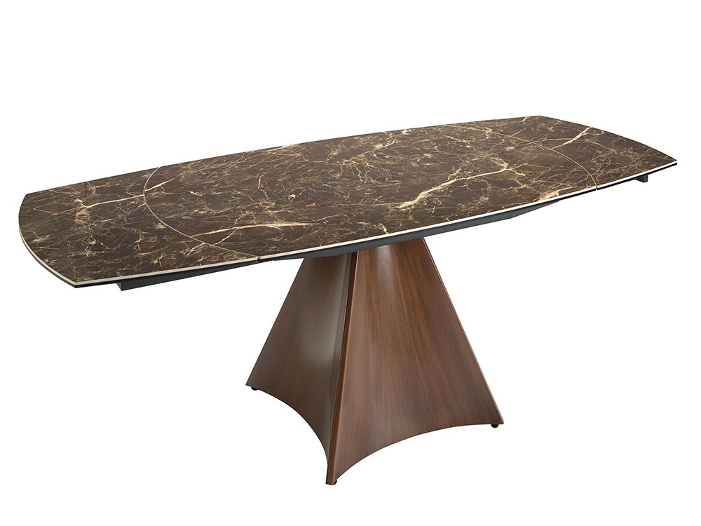 Sobre silueta barril con dos extensiones de apertura giratoria en color marrón veteado, mesa 1113 Ángel Cerdá