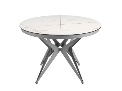Base y faldón de acero inoxidable color gris para la mesa extensible 1119 de Ángel Cerdá