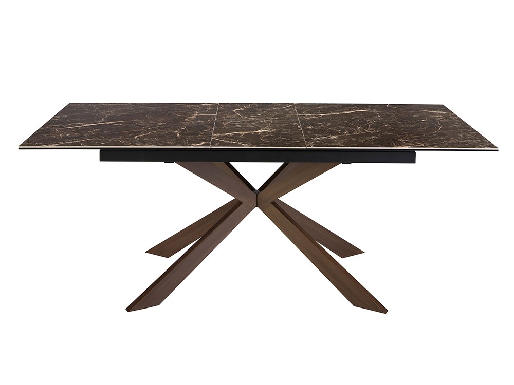 Sobre porcelánico en color marrón veteado con dos extensiones, mesa 1121 de Ángel Cerdá