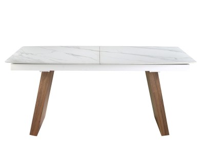 Sobre en porcelánico blanco con veta y extensión central lacada, mesa 1134 Ángel Cerdá