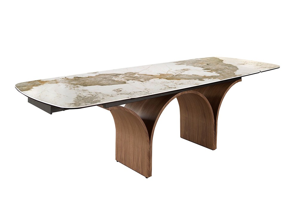 Original base de acero pintado imitación madera de nogal, mesa extensible 1156 Ángel Cerdá