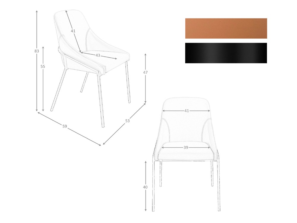 Medidas y acabados de la silla de comedor 4161 de Ángel Cerdá