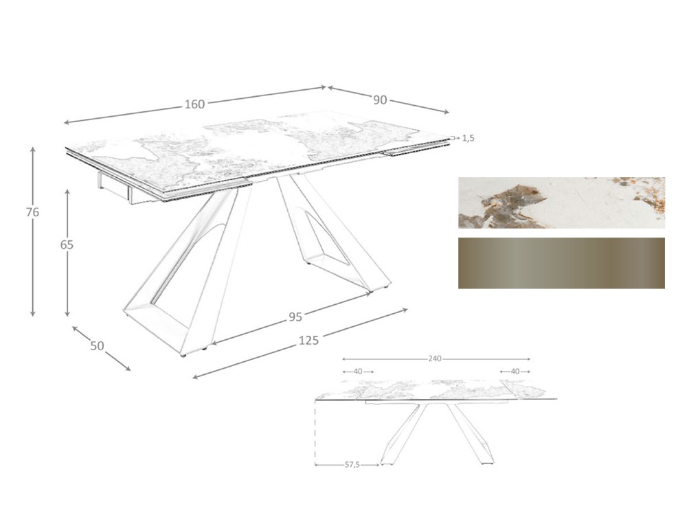 Medidas y acabados de la mesa de comedor extensible 1117 Ángel Cerdá
