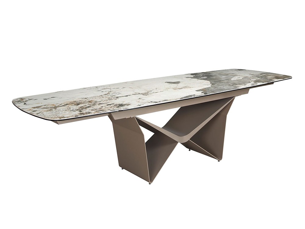 Sobre con dos extensiones laterales en porcelánico blanco veteado de Ángel Cerdá mesa 1154