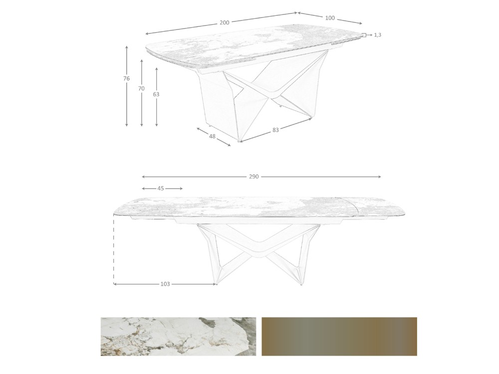 Medidas y acabados mesa extensible 1154 de Ángel Cerdá