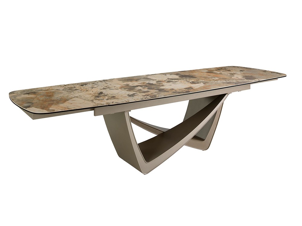 Mesa con dos extensiones, sobre porcelánico y base de acero 1152 de Ángel Cerdá