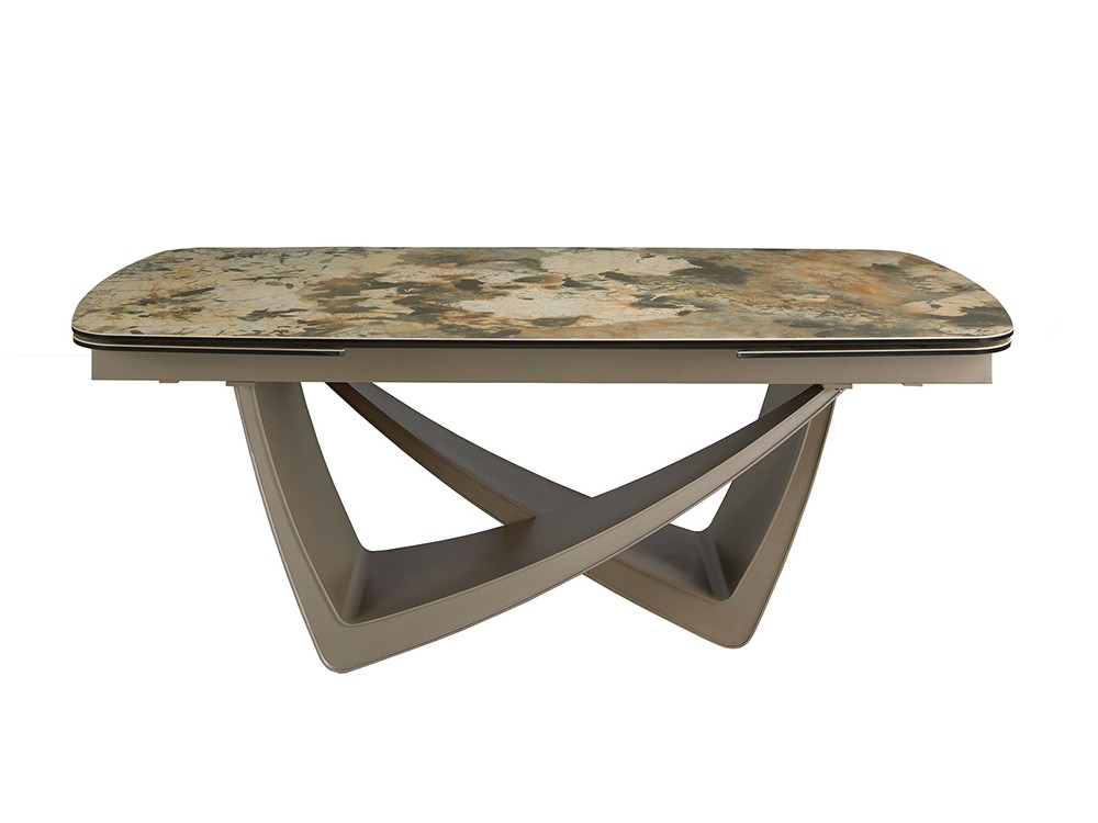 Sobre porcelánico en tonos tierra y grises en acabado mate y dos extensiones laterales, mesa 1152