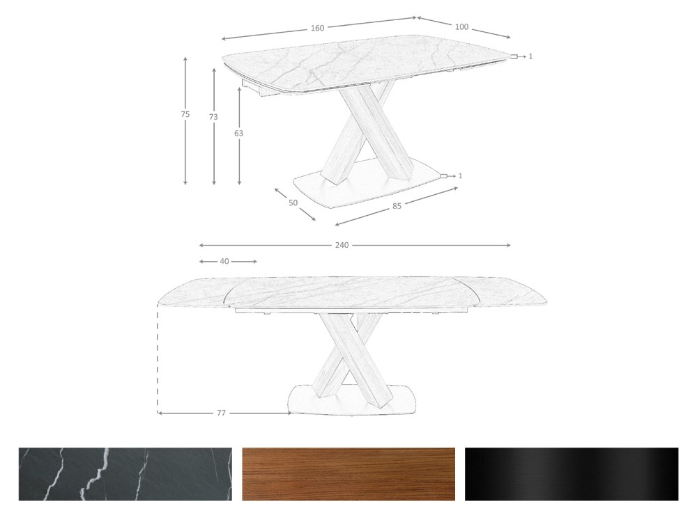 Medidas y acabados de la mesa extensible de comedor 1149
