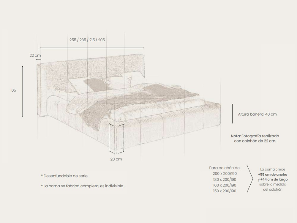 Medidas cama Morlaix de Acana