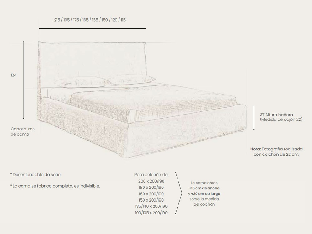 Medidas de la cama Hermes de Acana