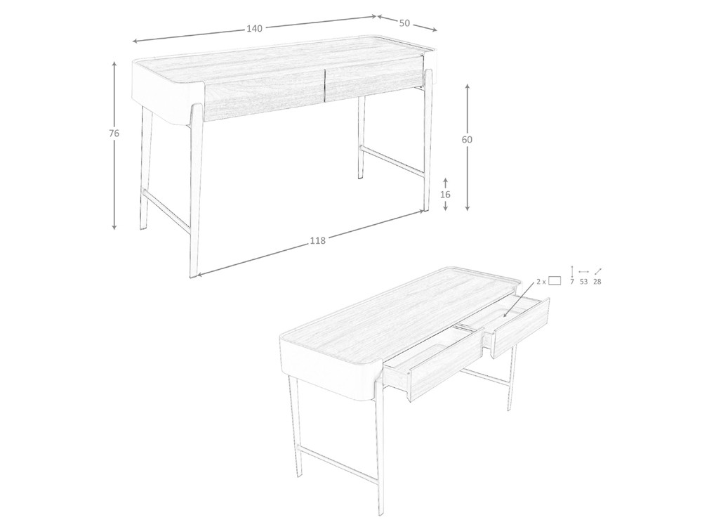 Medidas del escritorio 7186 de Ángel Cerdá