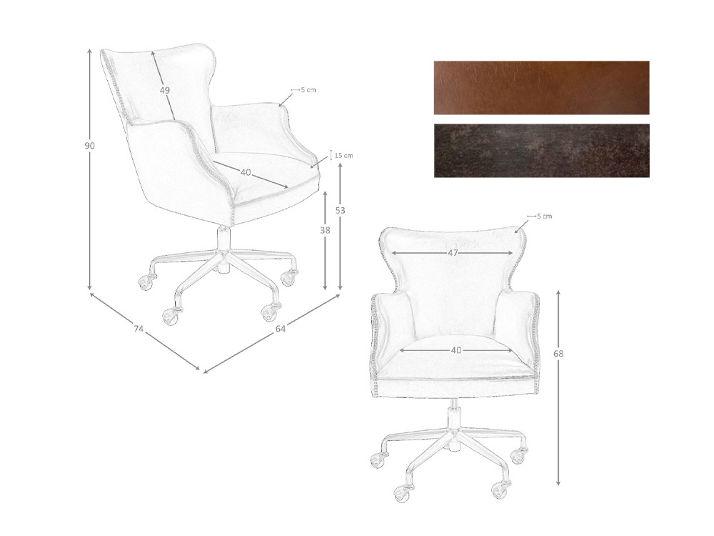 Medidas y acabados del sillón giratorio 4166 de Ángel Cerdá