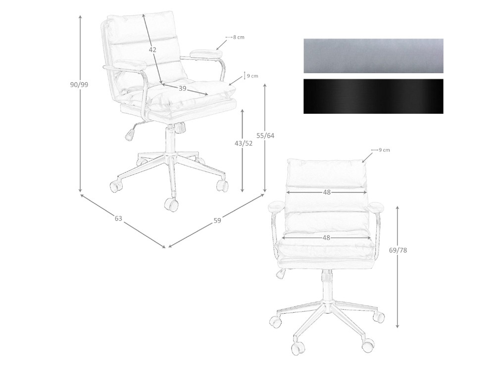 Medidas y acabados del sillón giratorio 4155 de ángel Cerdá
