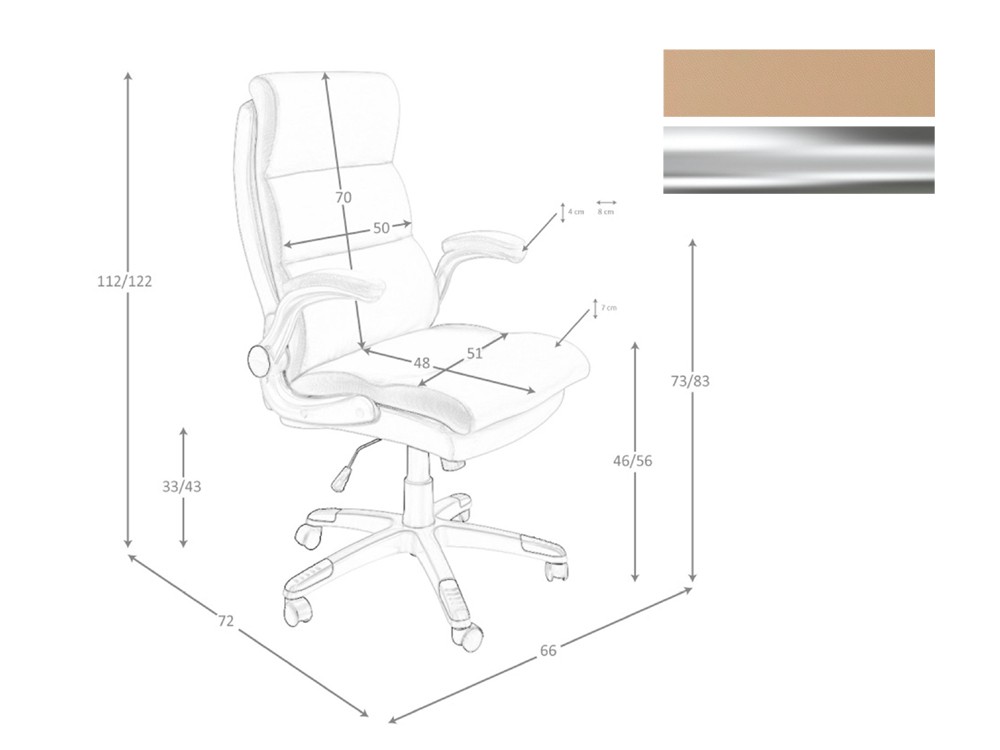 Medidas y acabados del sillón giratorio de oficina 4141 de Ángel Cerdá
