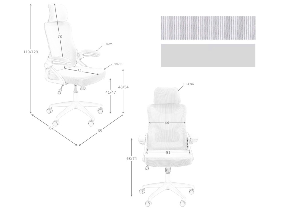 Medidas y acabados del sillón giratorio elevable para despacho 4153 de Ángel Cerdá