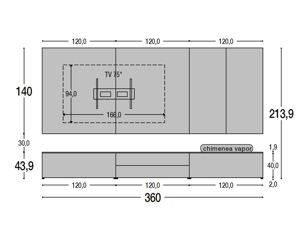 Medidas del mueble para salón a medida 807 de Piñero y Cabrero