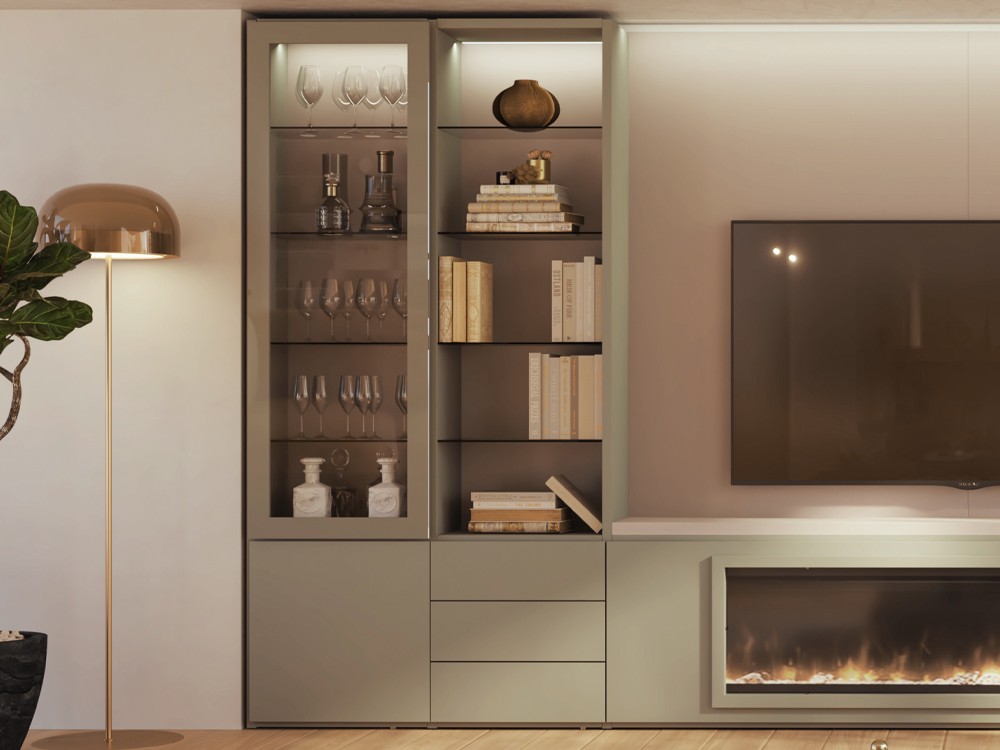 Detalle del mueble en acabado lacado verde menta 814 de Piñero y cabrero