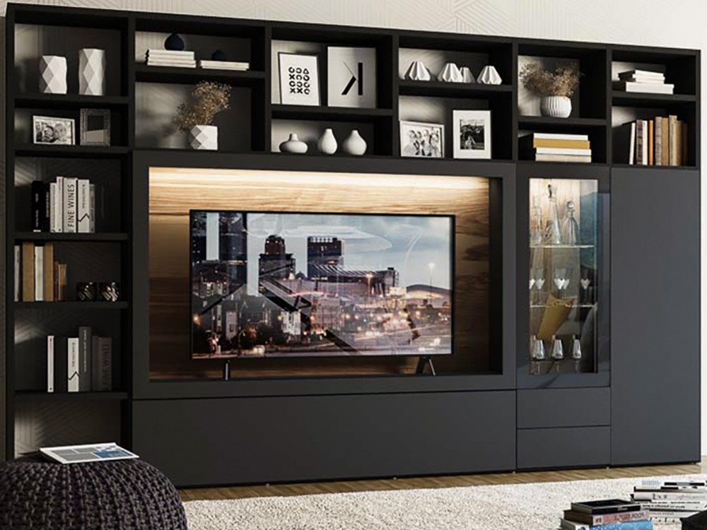 Detalle de la librería para salón Qubic 05 de Piñero y Cabrero