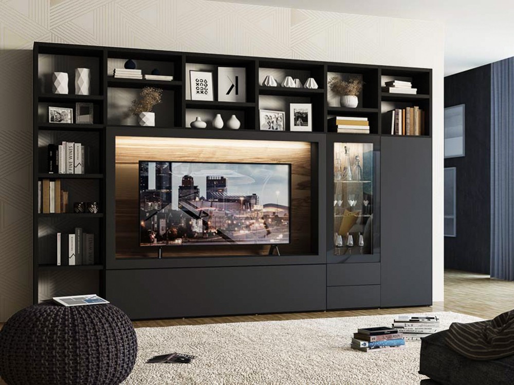 Librería para salón vitrina con o sin trasera Qubic 03 y 05 Piñero y Cabrero - 1