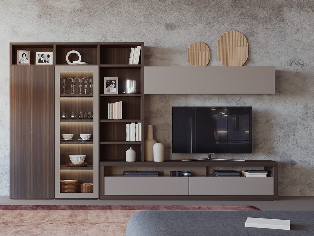 Mueble para televisión con librería y vitrina 819 de Piñero y Cabrero