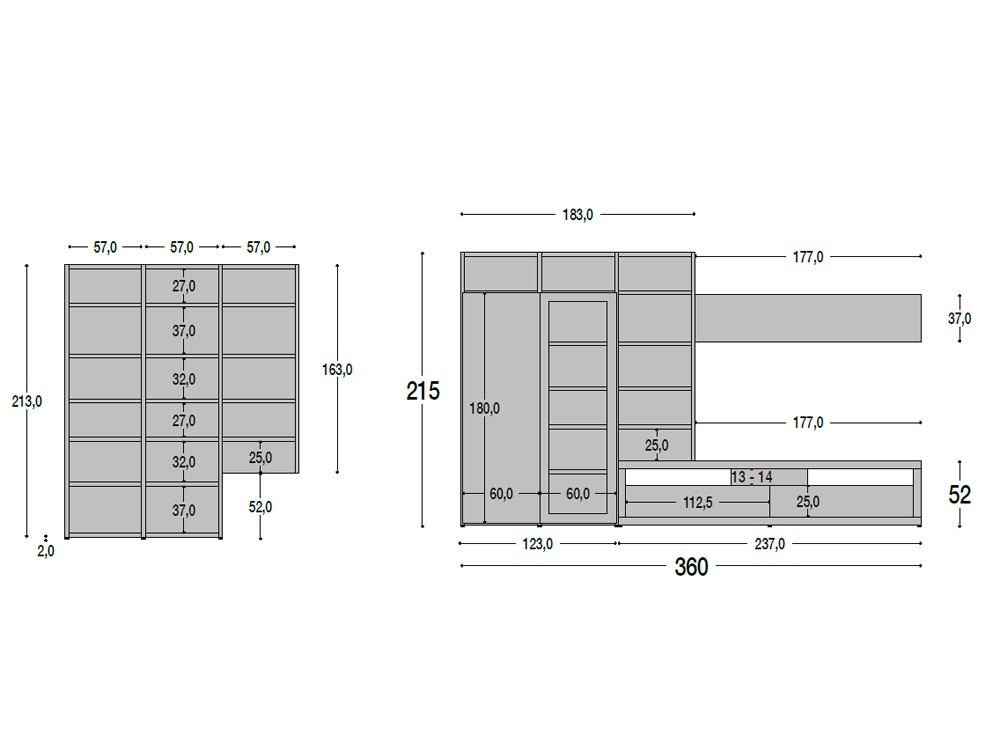 Medidas del mueble TV 819 de Piñero y Cabrero