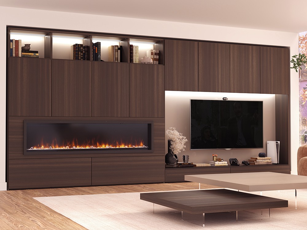 Librería para salón con chimenea y espacio para tv 823 de Piñero y Cabrero