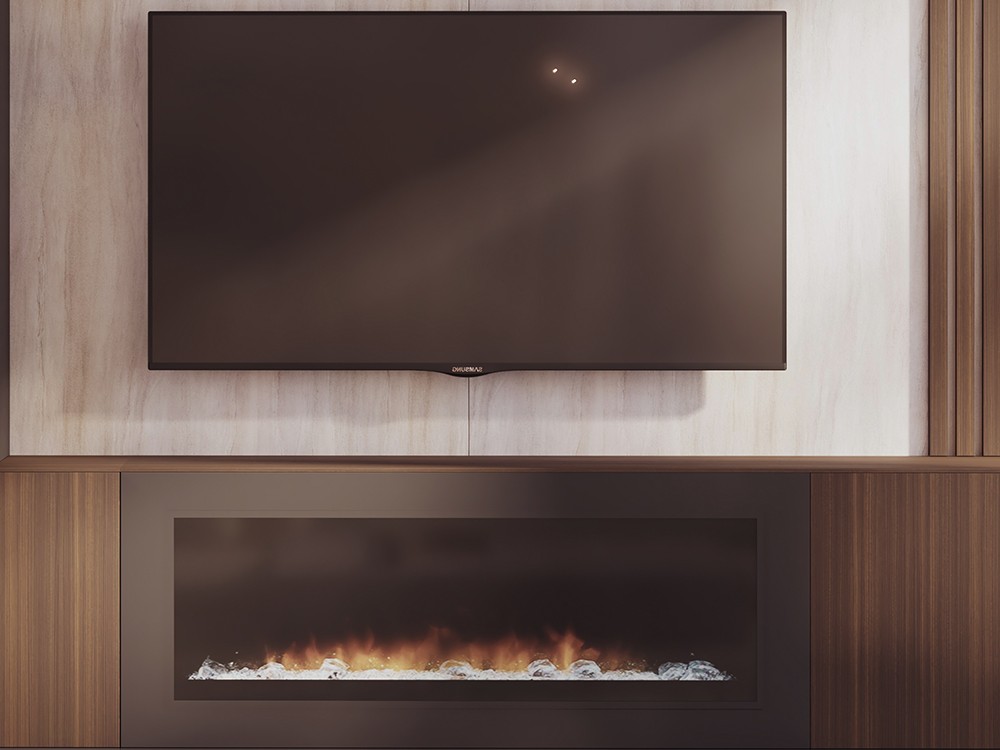 Mueble para televisión con chimenea de piñero y cabrero 833