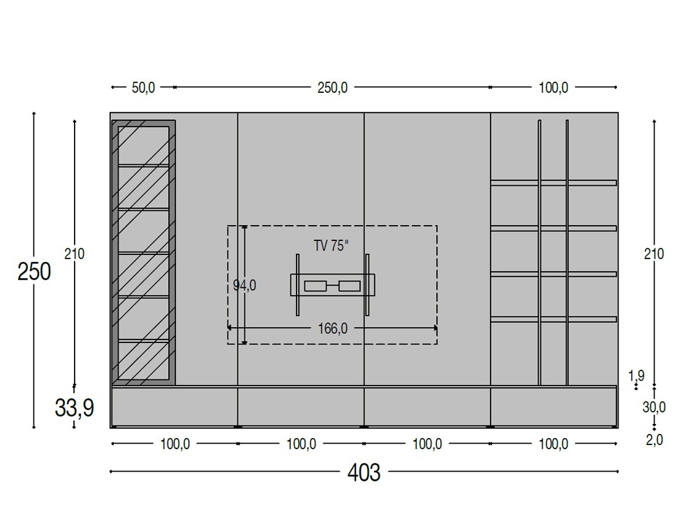 Medidas del mueble 836 de piñero y cabrero
