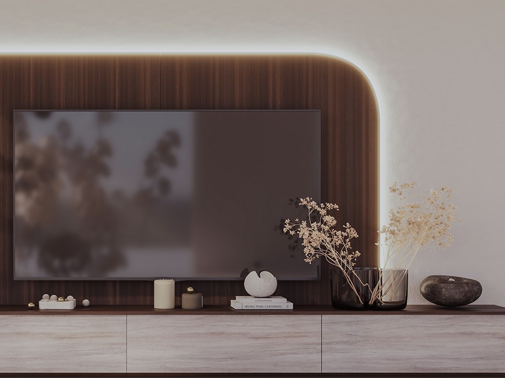 Mueble para televisión con panel redondeado 839 de Piñero y Cabrero