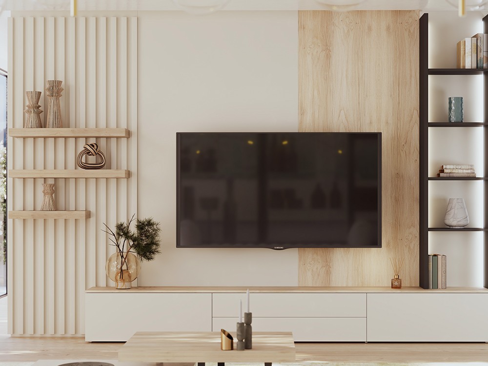 Mueble tv con panel y soporte tv de piñero y cabrero 842