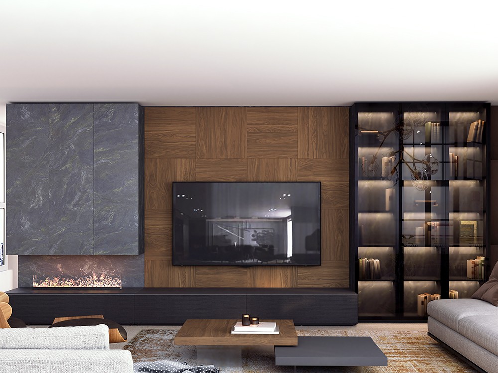 Composición para salón con hueco de chimenea 845 de piñero y cabrero