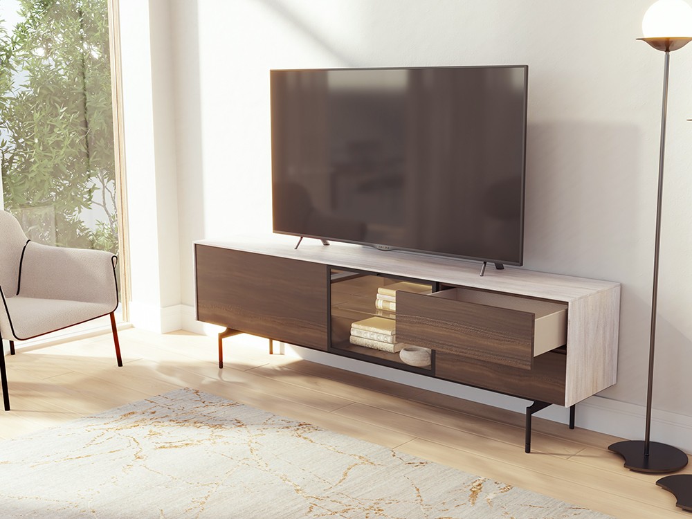 Mueble para televisión básico con vitrina y luz led 865 de piñero y cabrero