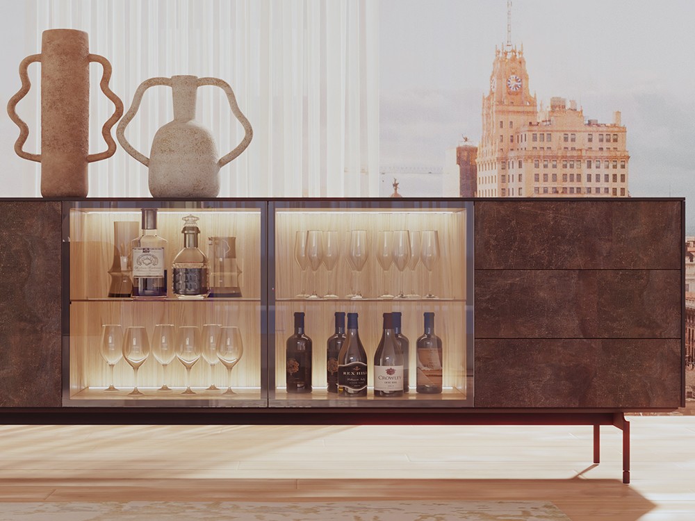 Con luz led, aparador vitrina 883 de piñero y cabrero