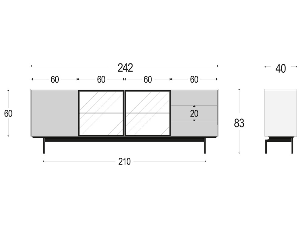 Medidas del aparador de piñero y cabrero 883