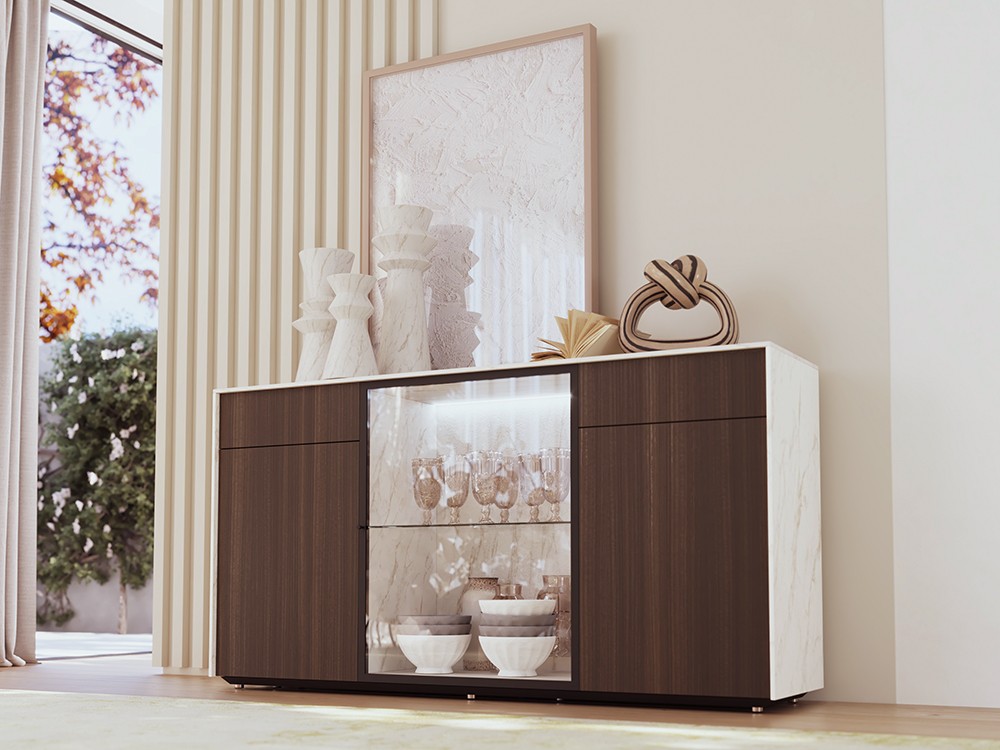 Aparador con vitrina con luz led 890 de piñero y cabrero