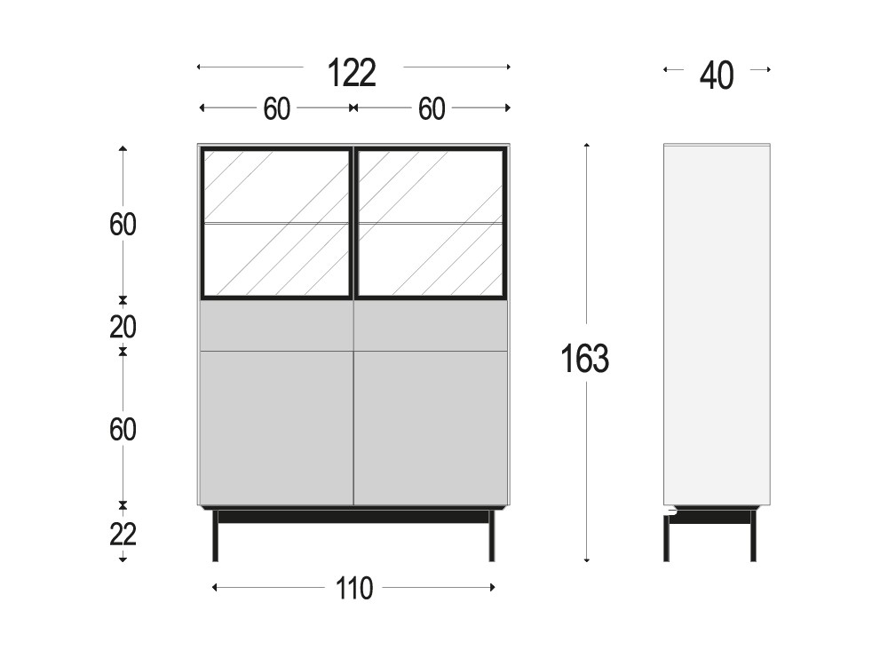 Medidas del aparador alto de piñero y cabrero 897