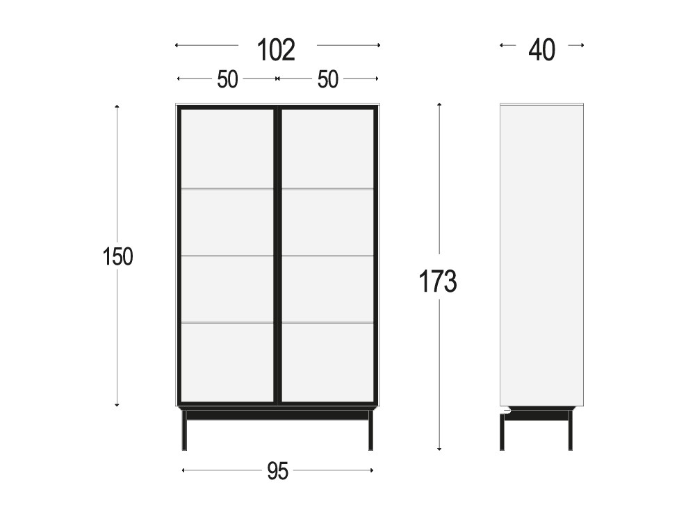 Medidas de la vitrina con luz led 781 de piñero y cabrero