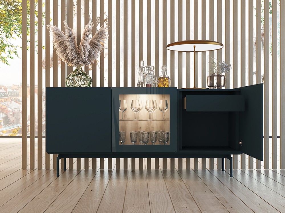 Aparador bajo con vitrina y luz led 788 de Piñero y Cabrero