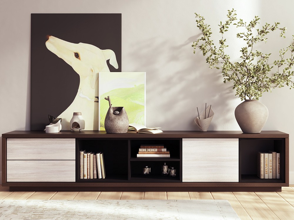 Con dos cajones y puertas 790 mueble tv de piñero y cabrero