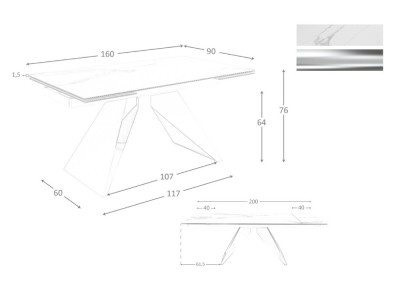 Medidas de a mesa extensible de comedor 1116 de Ángel Cerdá