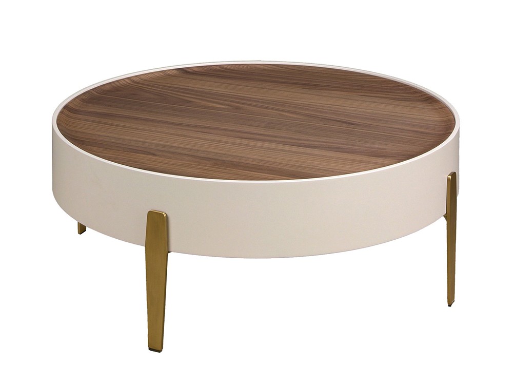 Con patas de acero pulido en color dorado, mesa 2151 de Ángel Cerdá