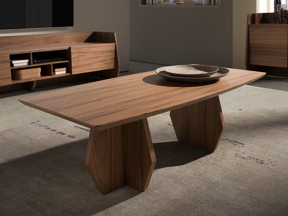 Mesa de centro con dos patas y sobre en chapa natural de nogal 2142 de Ángel  Cerdá