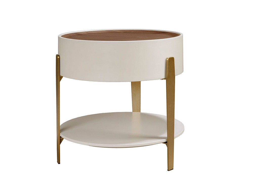 Estructura de DM lacado y acero pulido dorado, mesa 2150 de ángel Cerdá