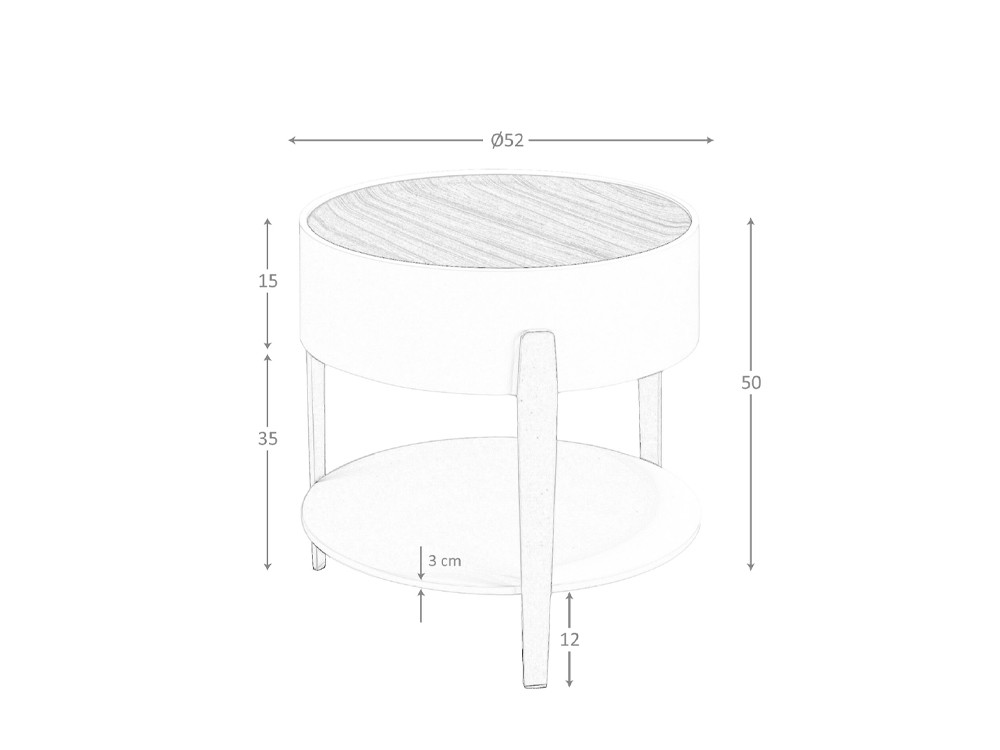 Medidas de la mesa auxiliar 2150 de Ángel Cerdá